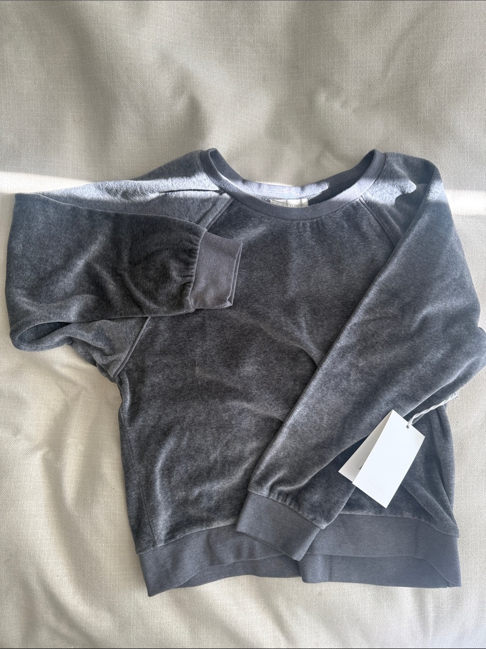 Suzi Kondi Charcoal Gray Terry Velour Crewneck Sweatshirt
